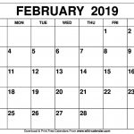 Blank February 2019 Calendar Printable