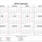 Blank Printable Calendar 2019 With Holidays Printableshelter