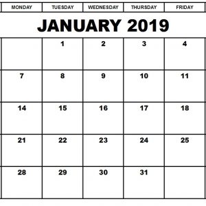 Blank Printable Calendar January 2019 Printableshelter Calendar