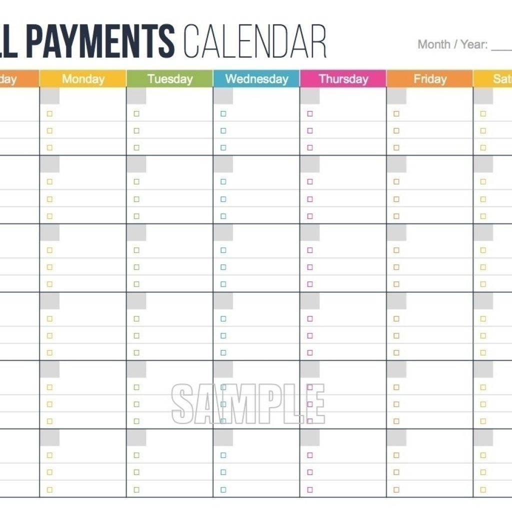 Blank Printable Monthly Bill Calendar Blank Calendar Template Free