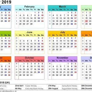 Calendar 2019 Uk 16 Free Printable Pdf Templates