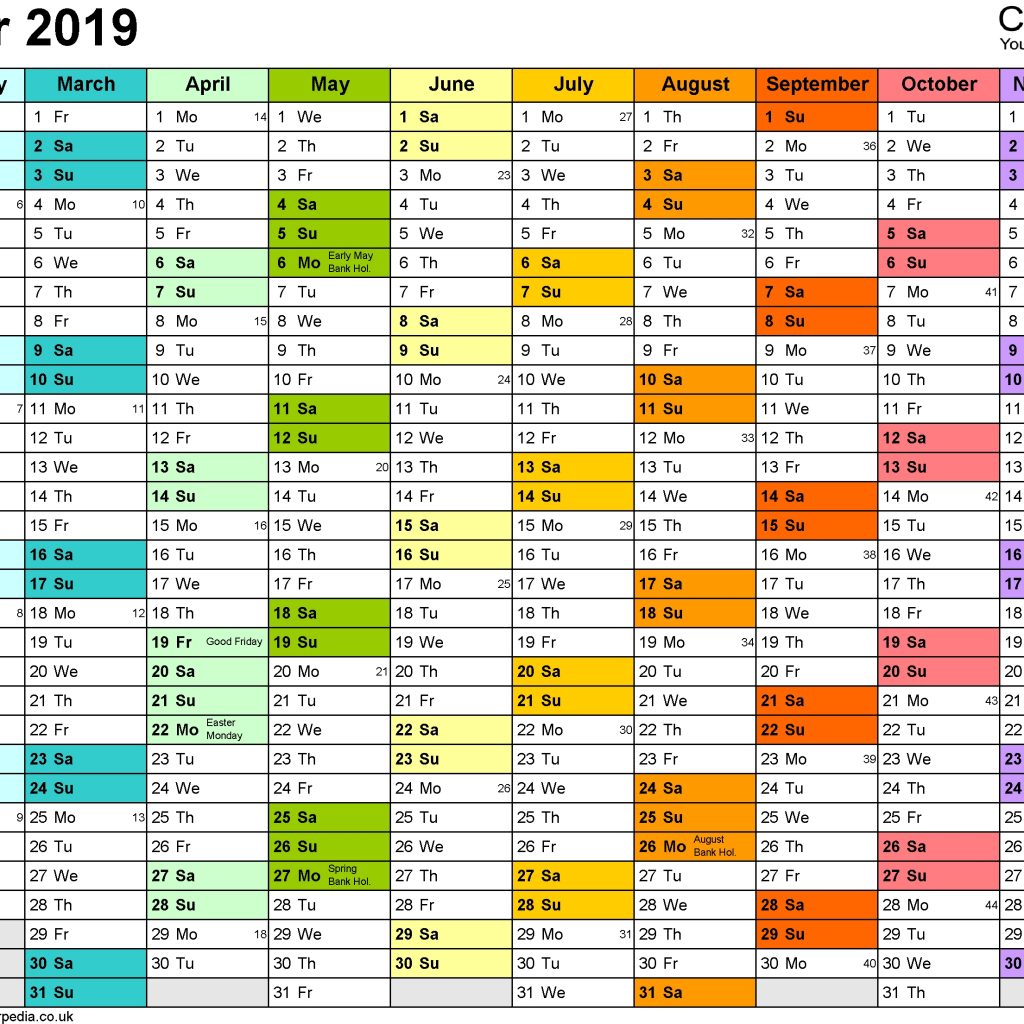 Calendar 2019 Uk 16 Free Printable Pdf Templates