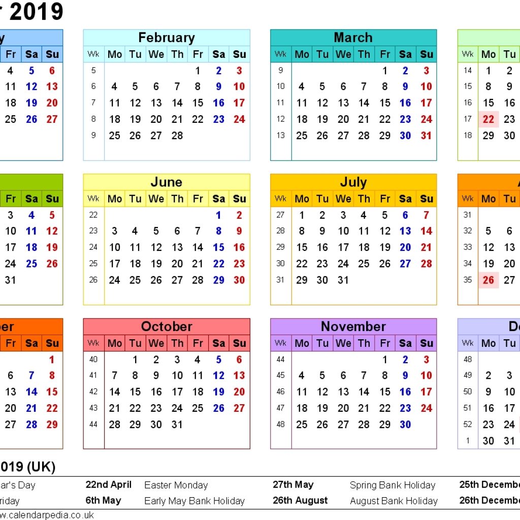 Calendar 2019 Uk 16 Free Printable Pdf Templates