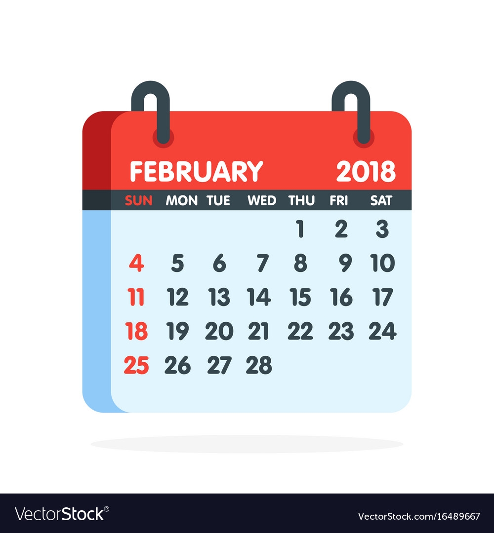 Calendar For 2018 Year Full Month Of February Icon 