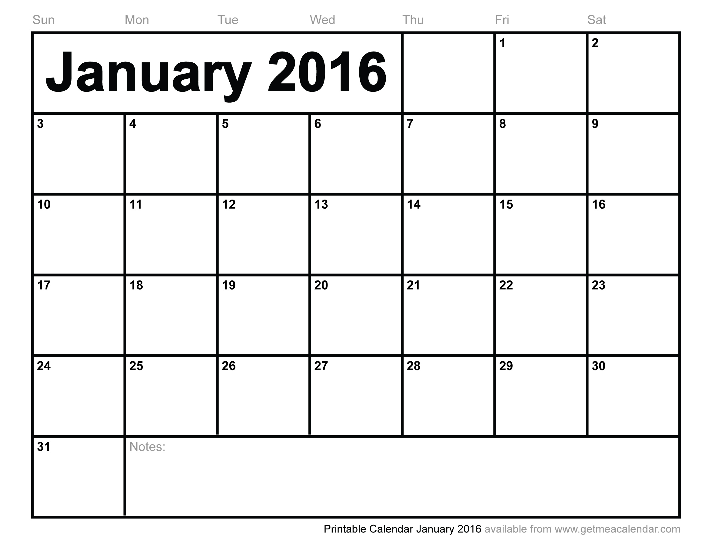 Calendar Jan 2016 Printable Aaron The Artist 