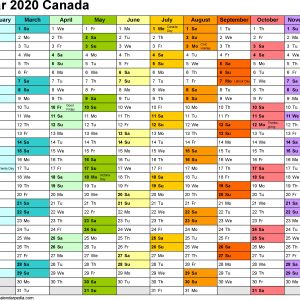 Canada Calendar 2020 Free Printable Pdf Templates