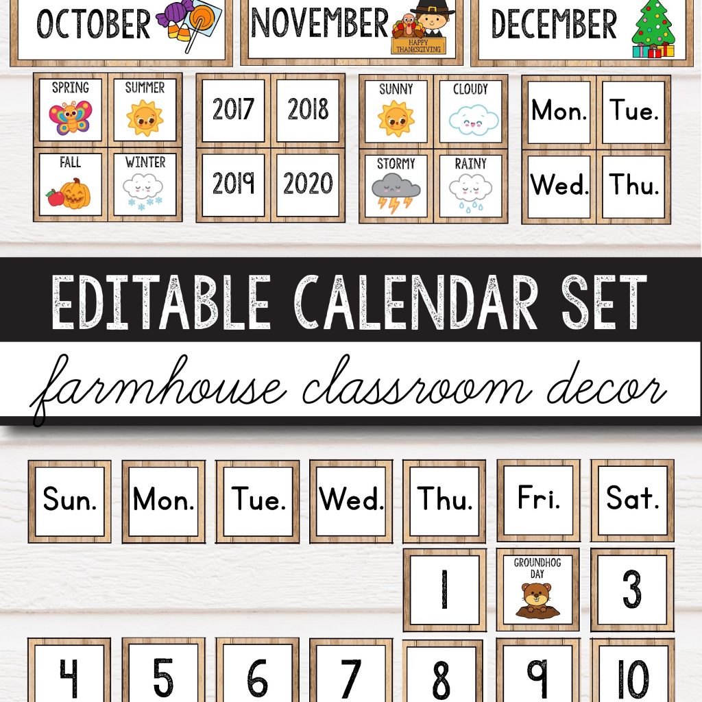 Classroom Calendar Display For Preschool Primary Middle And