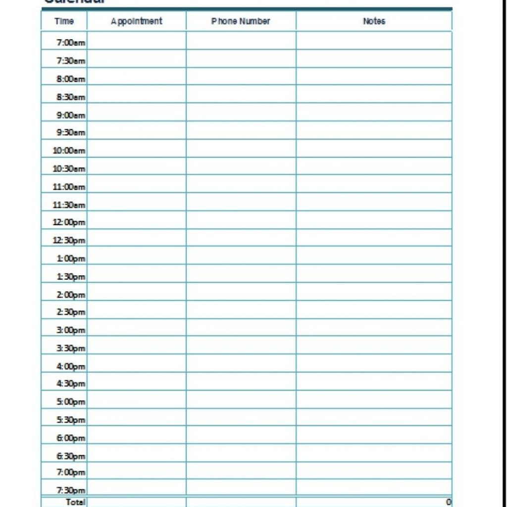 Daily Appointment Calendar Printable Free Printable Online