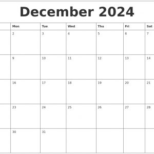 December 2024 Online Calendar Template