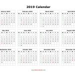 Download Blank Calendar 2019 12 Months On One Page Horizontal