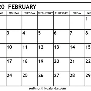 Download February 2020 Printable Calendar