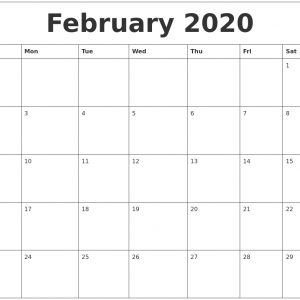 February 2020 Calendar Monthly