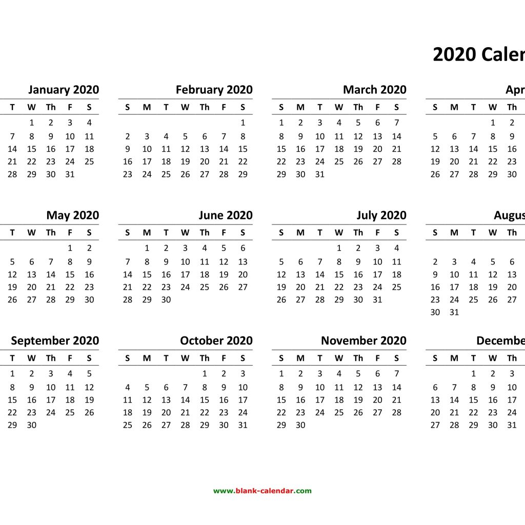 Free 2020 And 2020 Calendar Printable Yearly Calendar 2020 Monthly