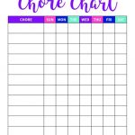 Free Blank Printable Weekly Chore Chart Template For Kids