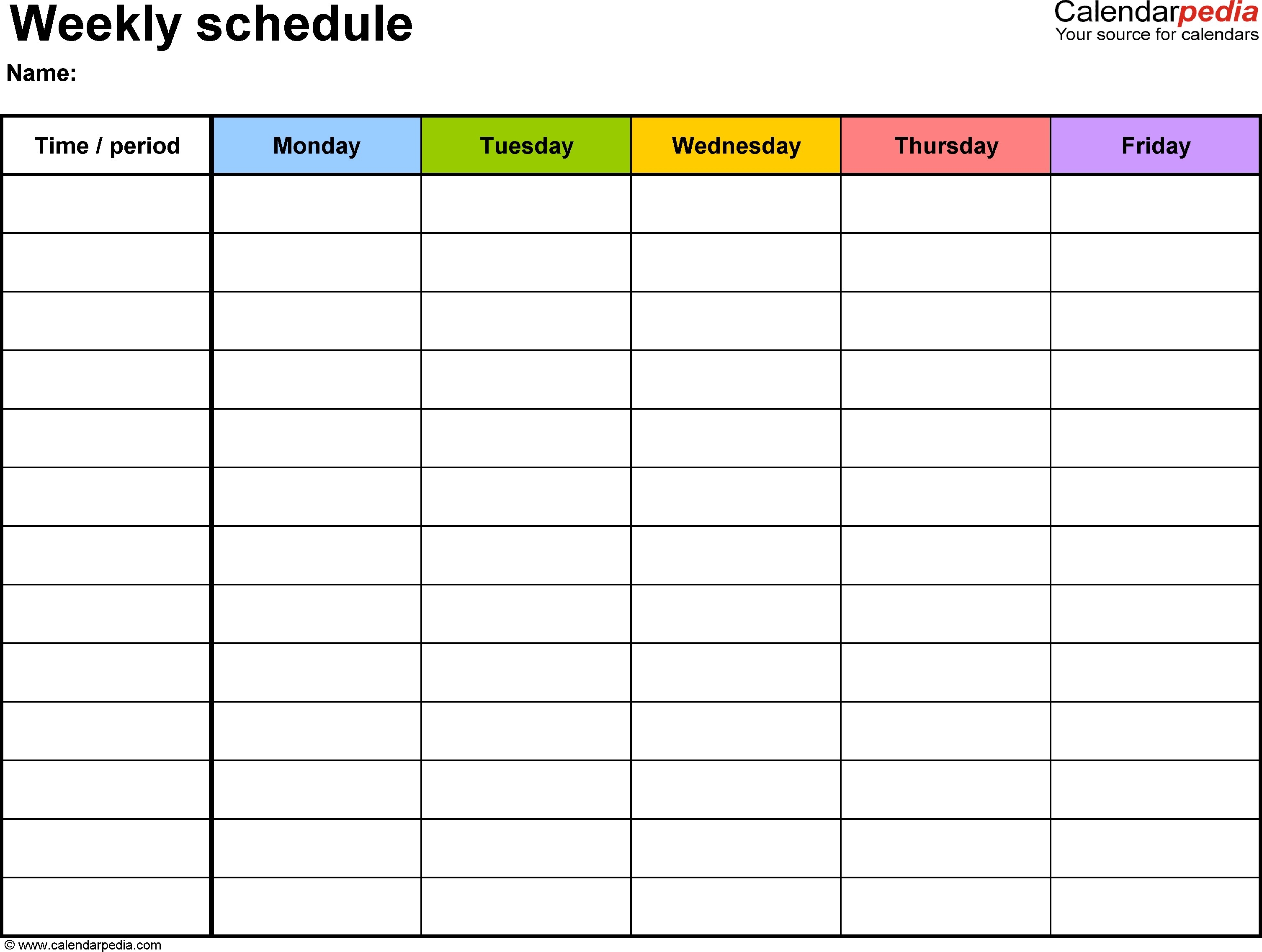 Free Blank Weekly Calendar With Time Slots 2018 Calendar Template 