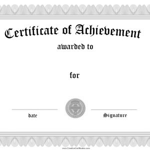 Free Customizable Certificate Of Achievement