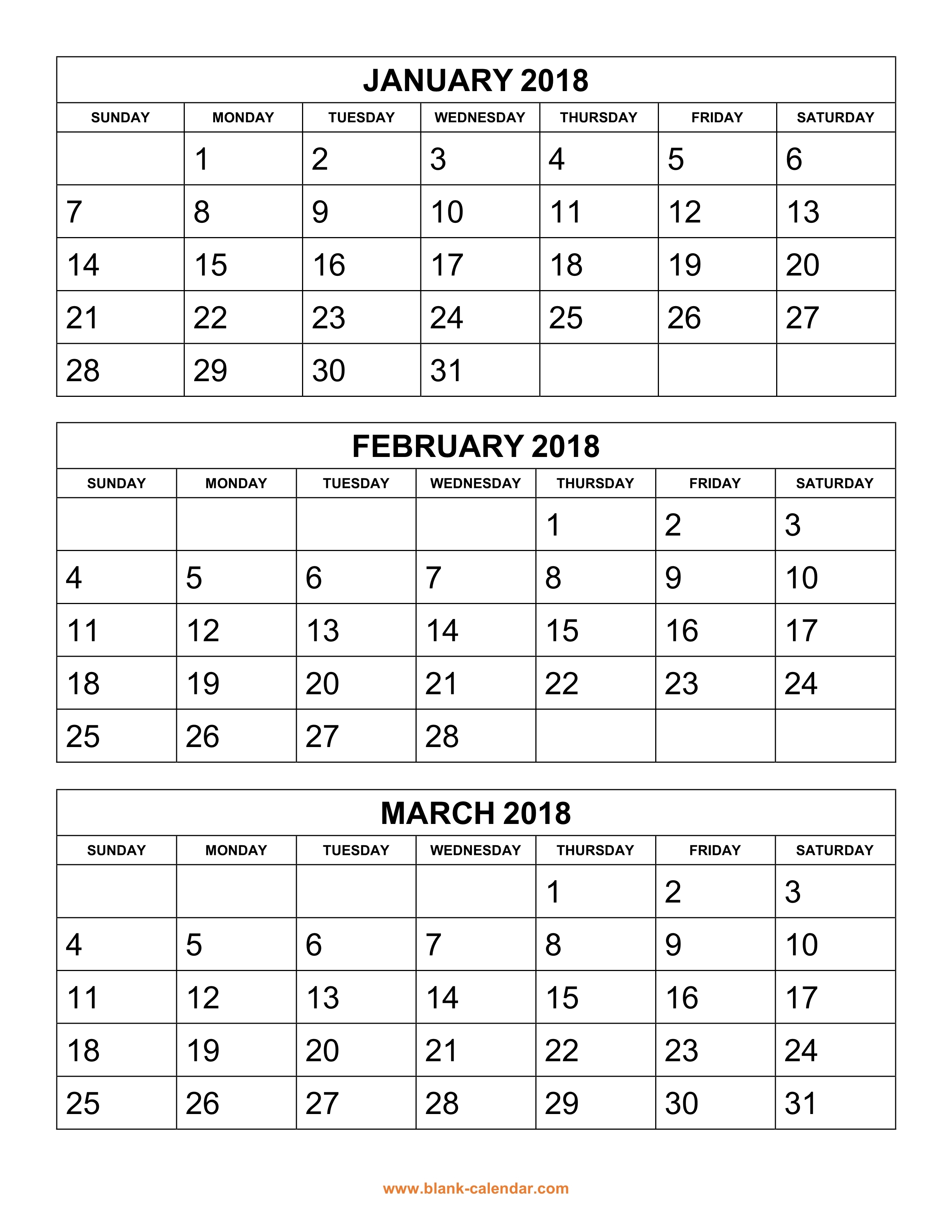 Free Download Printable Calendar 2018 3 Months Per Page 4 Pages 