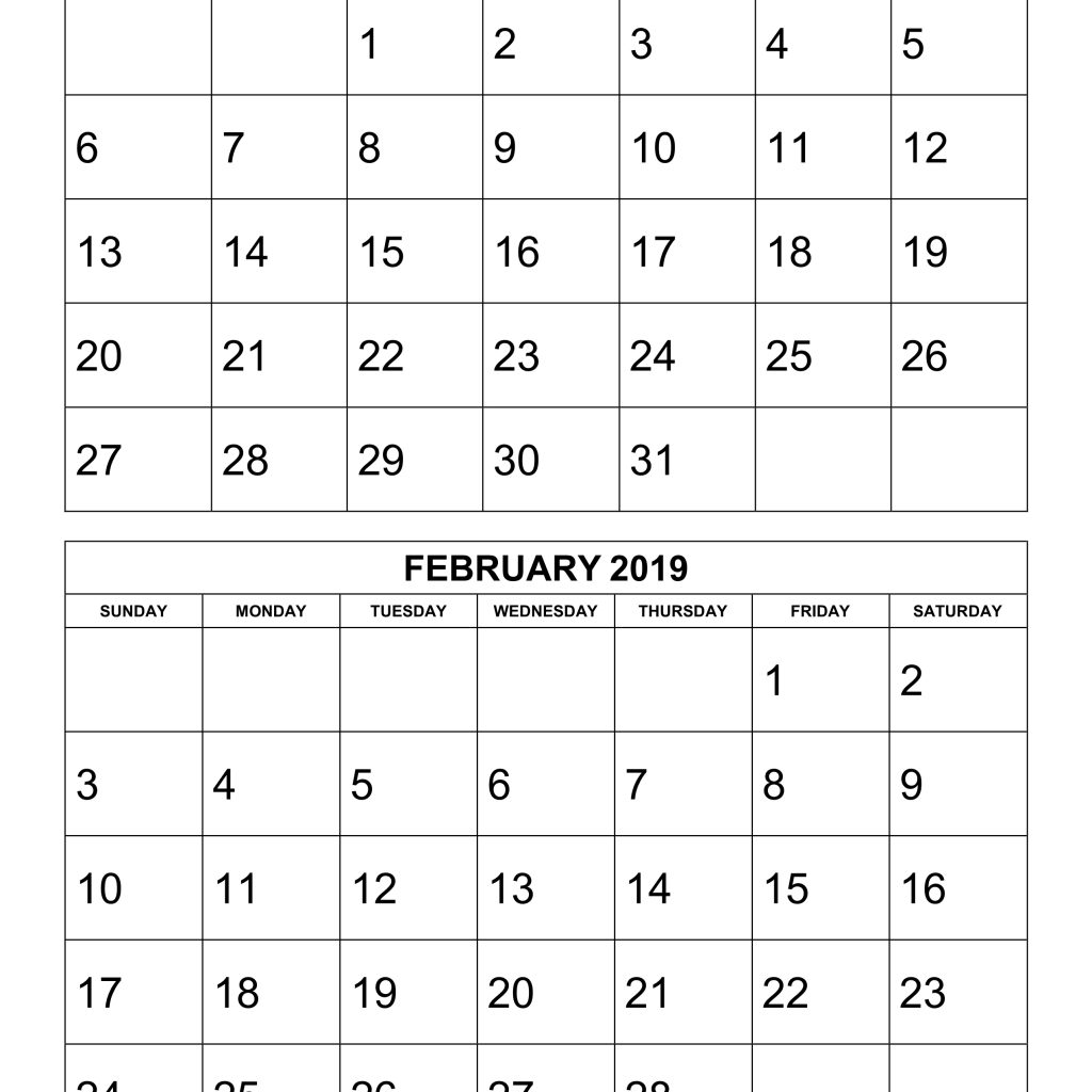 Free Download Printable Calendar 2019 2 Months Per Page 6 Pages