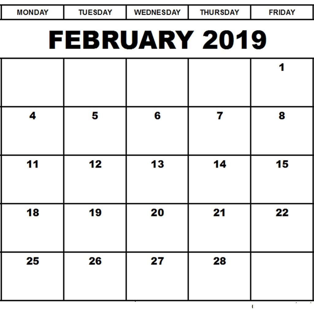 Free February 2019 Calendar Template Download Free Online Calendars