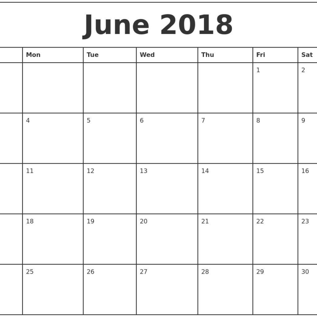 Free June 2018 Calendar Printable Blank Templates Word Pdf 2018