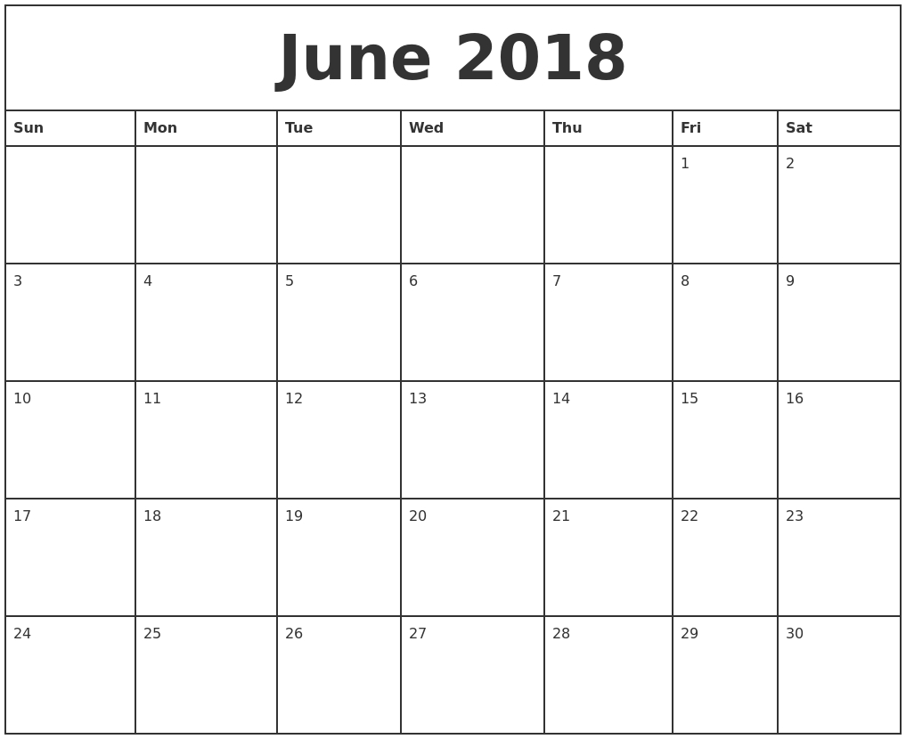 Free June 2018 Calendar Printable Blank Templates Word Pdf 2018 