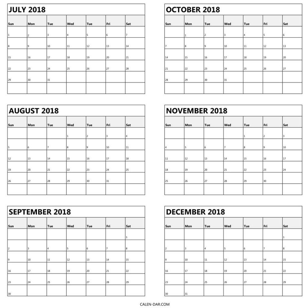 Free Printable 6 Month Calendar 2019 Blank Calendar Template