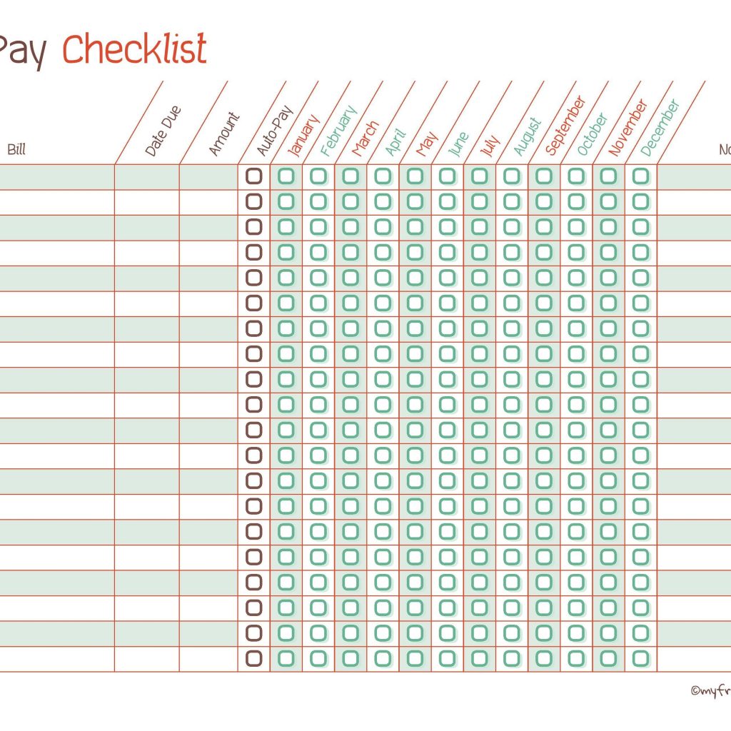 Free Printable Bill Pay Calendar Templates