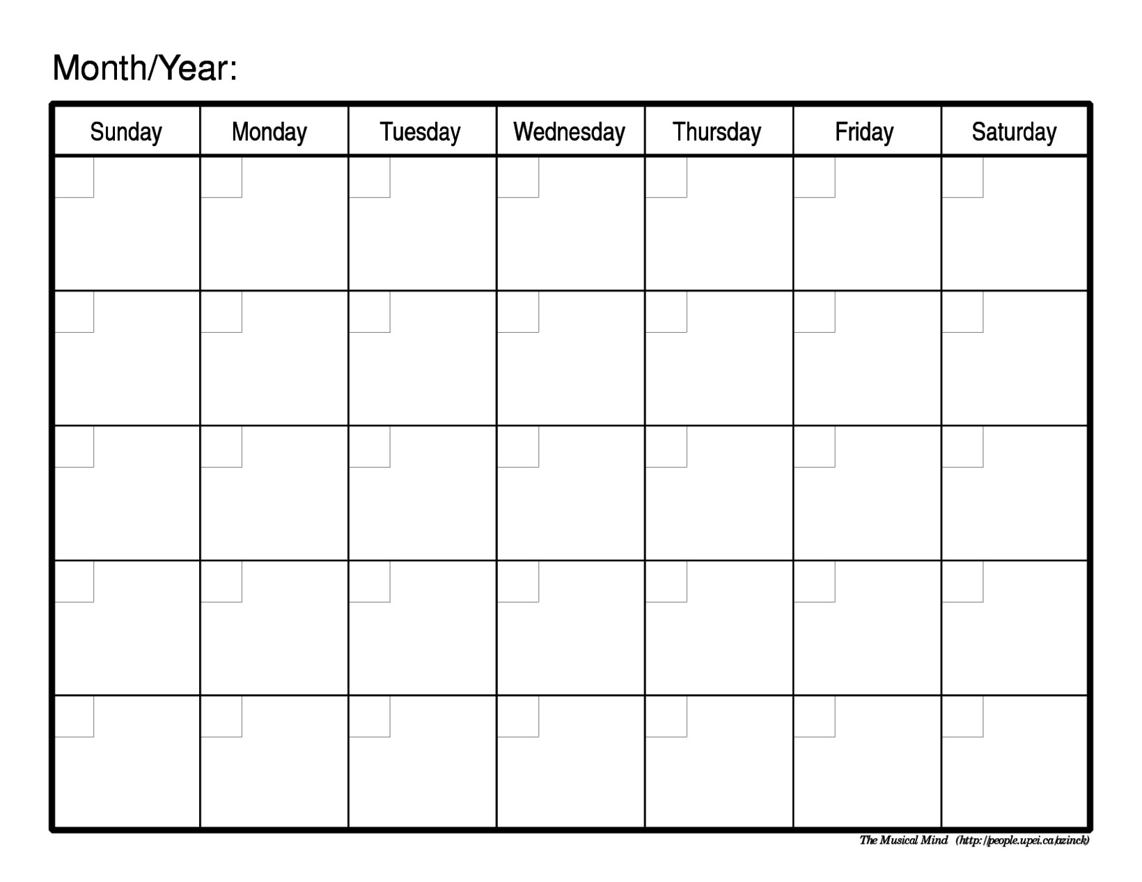 Free Printable Blank Monthly Calendar Blank Printable Monthly