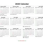 Free Printable Calendar 2020 Landscape Blank Calendar 2020 Monthly