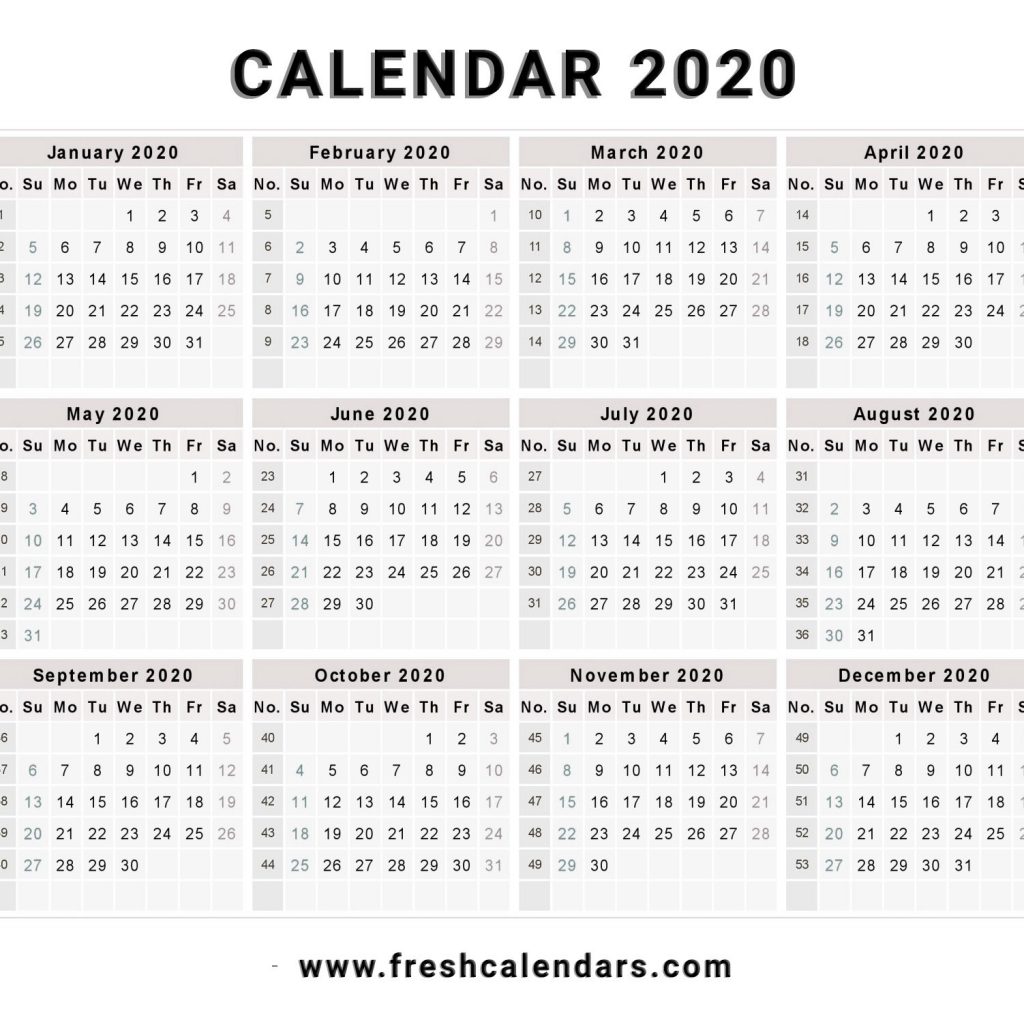 Free Printable Calendar 2020 Template 20 Printable 2020 Calendar