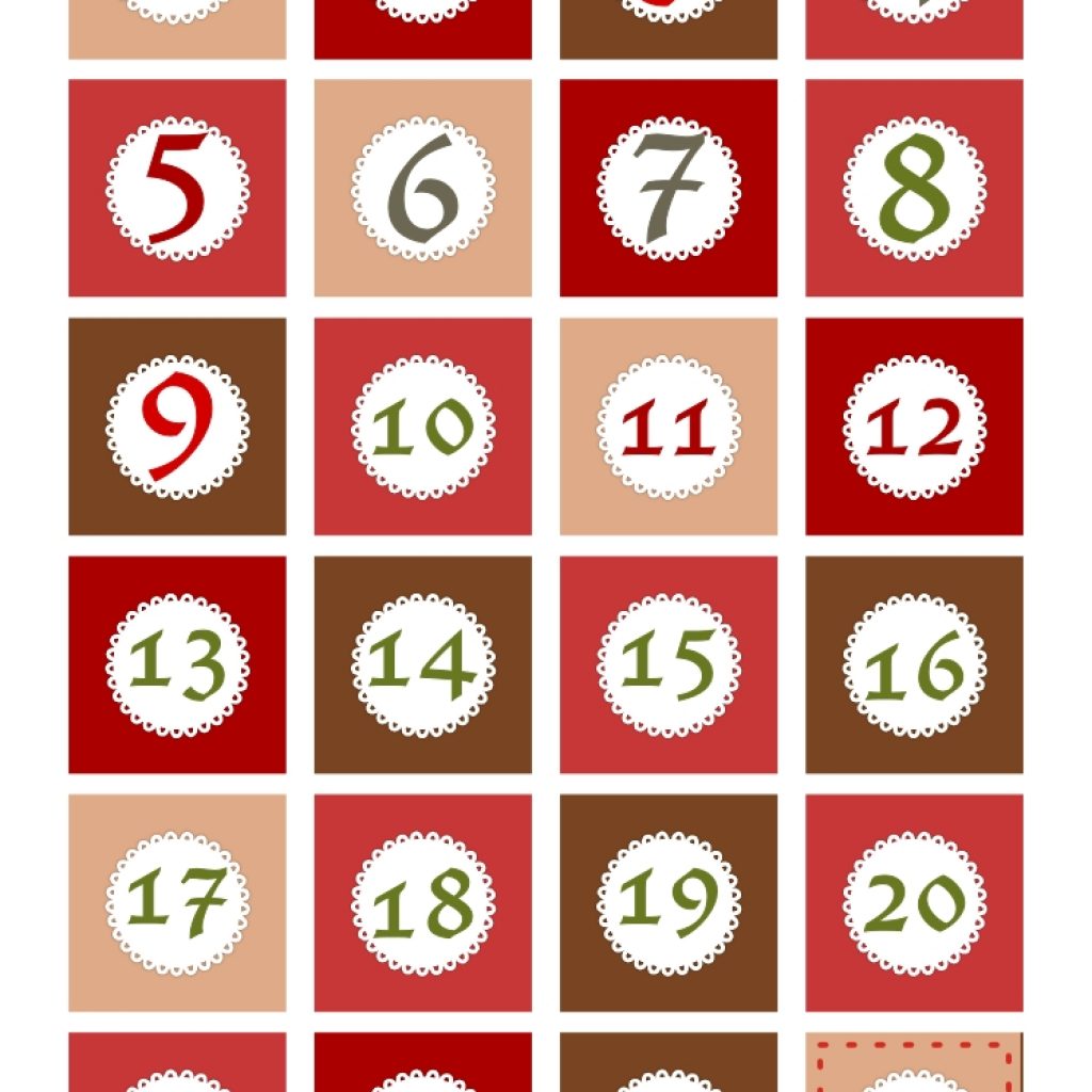 Free Printable Christmas Advent Calendar Numbers And Borders