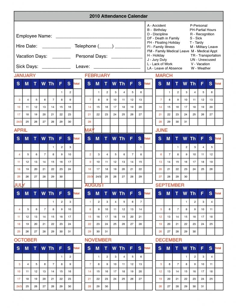 Free Printable Employee Attendance Calendar Template 2016 89uj 