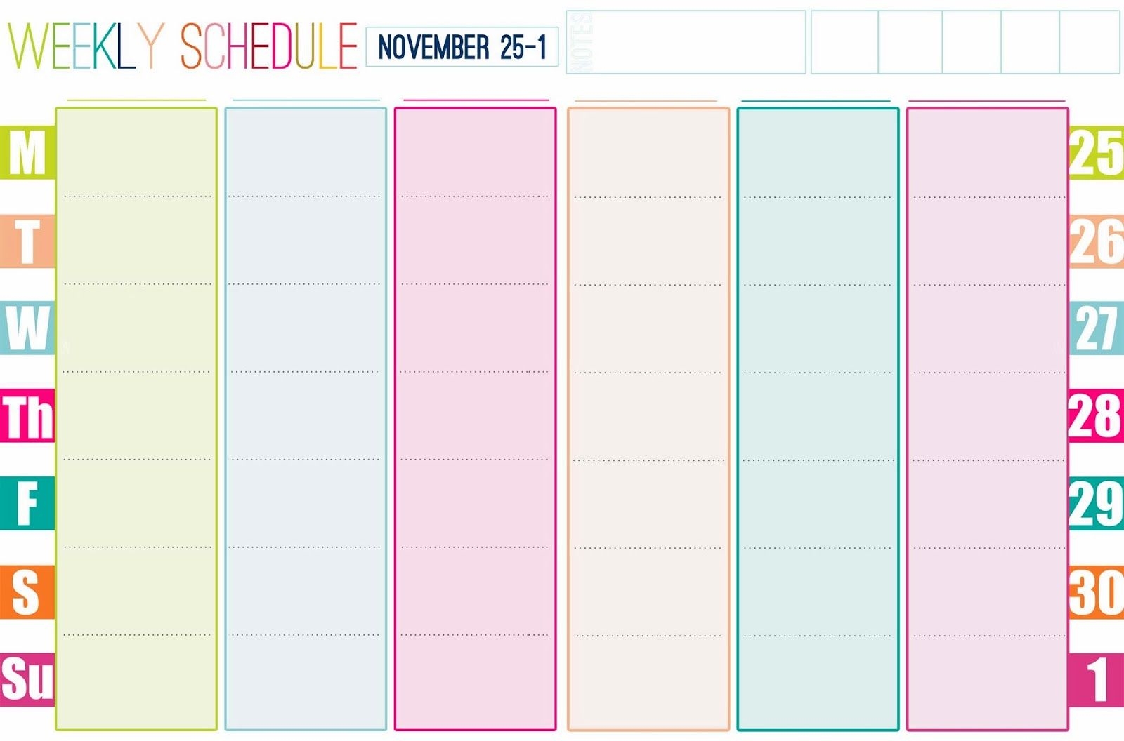 Gallery For Free Printable Weekly Calendar Cute Calendars 