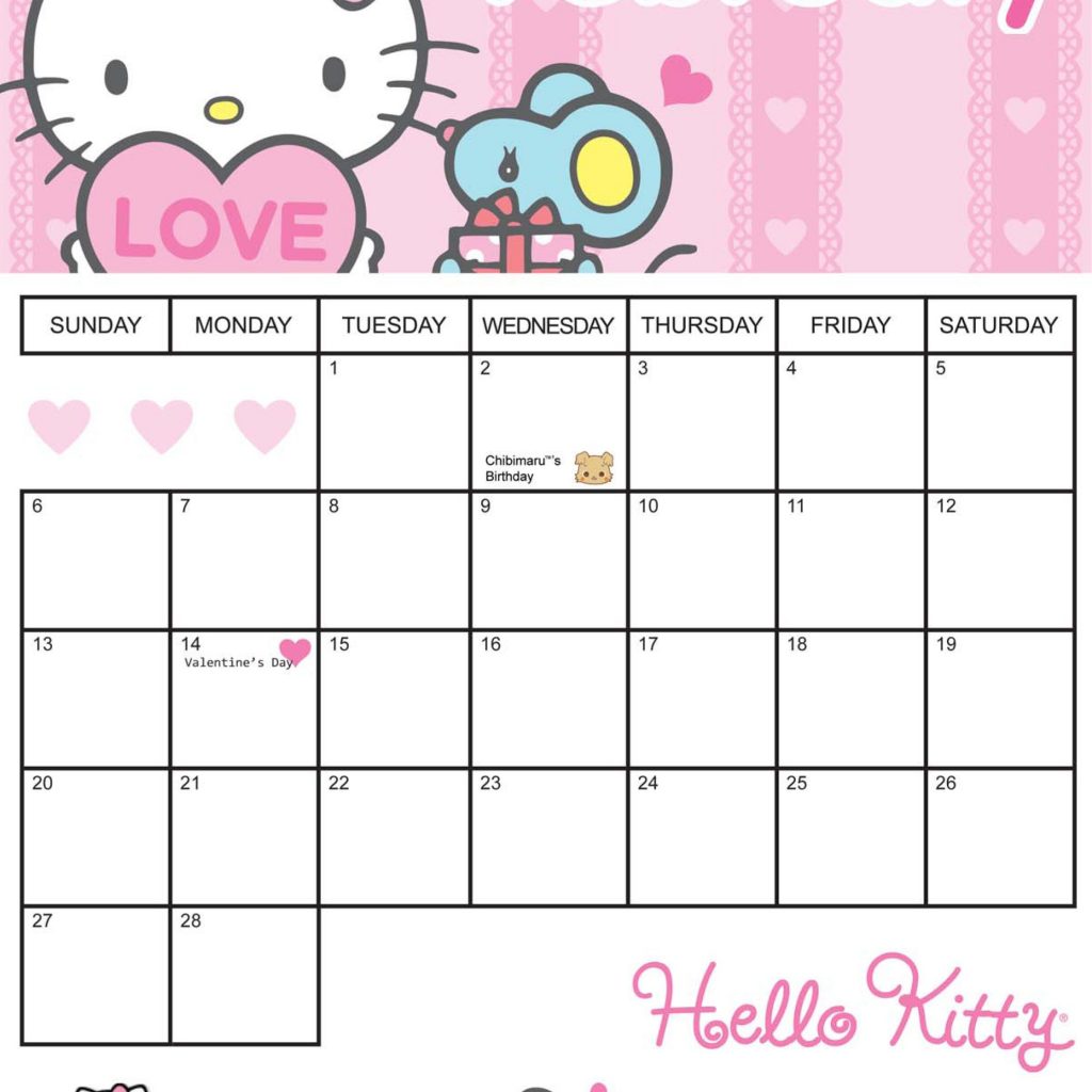 Hello Kitty Calendar Printable Hello Kitty February 2011 Printable