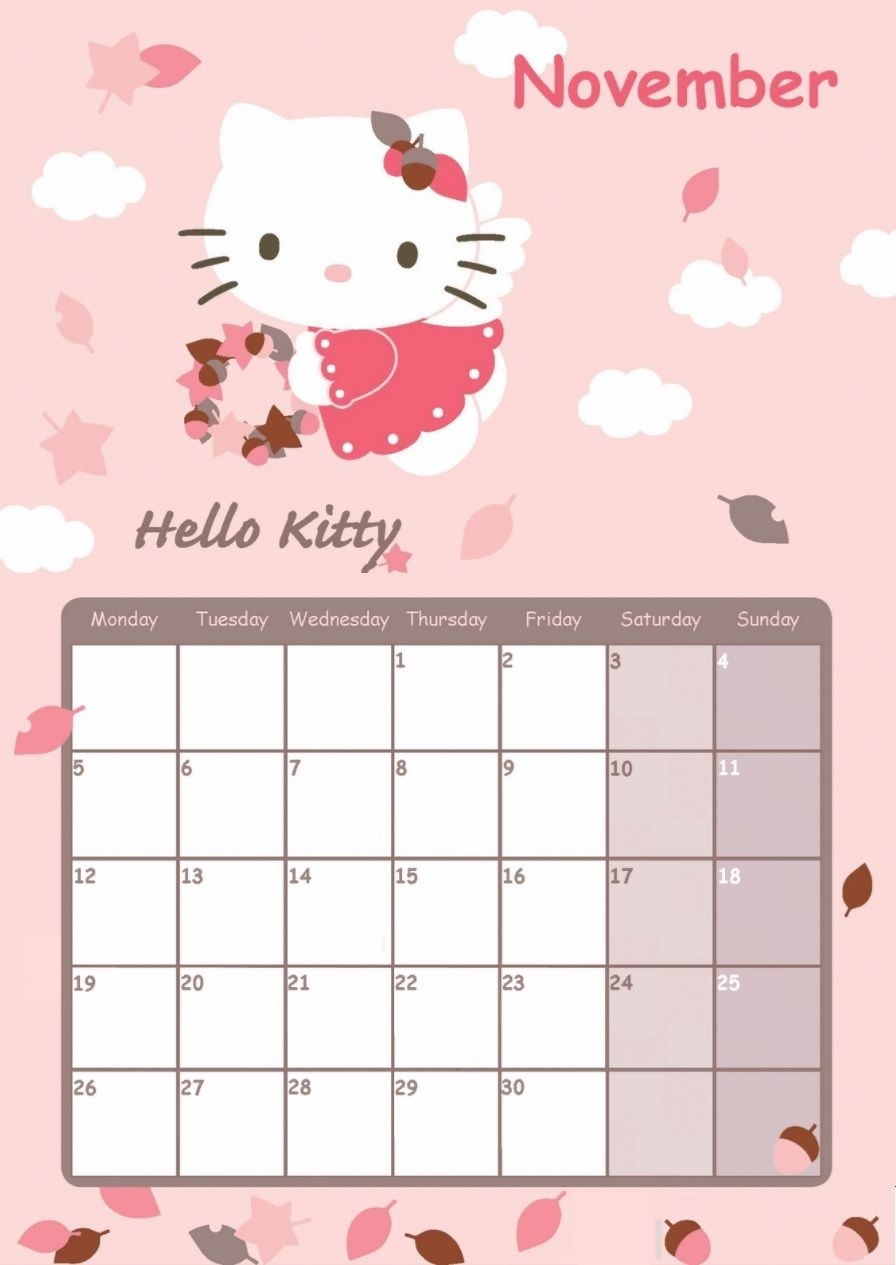 Hello Kitty November 2018 Calendar Designs Calendar 2018