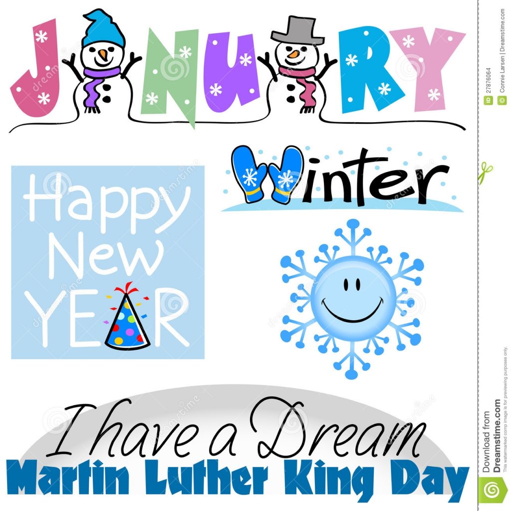 January Events Clip Art Set Stock Illustration Illustration Of