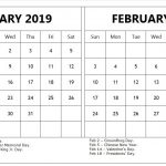 January February 2019 Calendar With Holidays Templateprintable