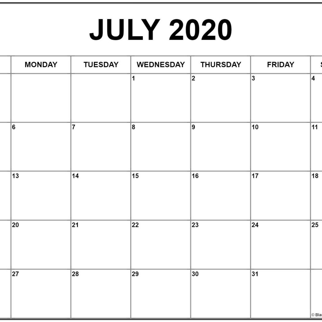 July 2020 Calendar 56 Templates Of 2020 Printable Calendars