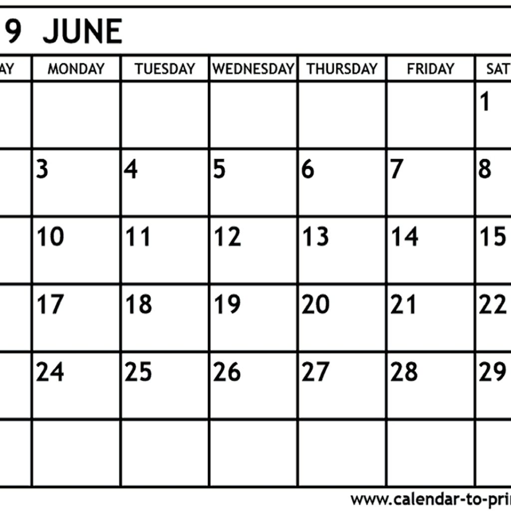 June 2019 Calendar Printable