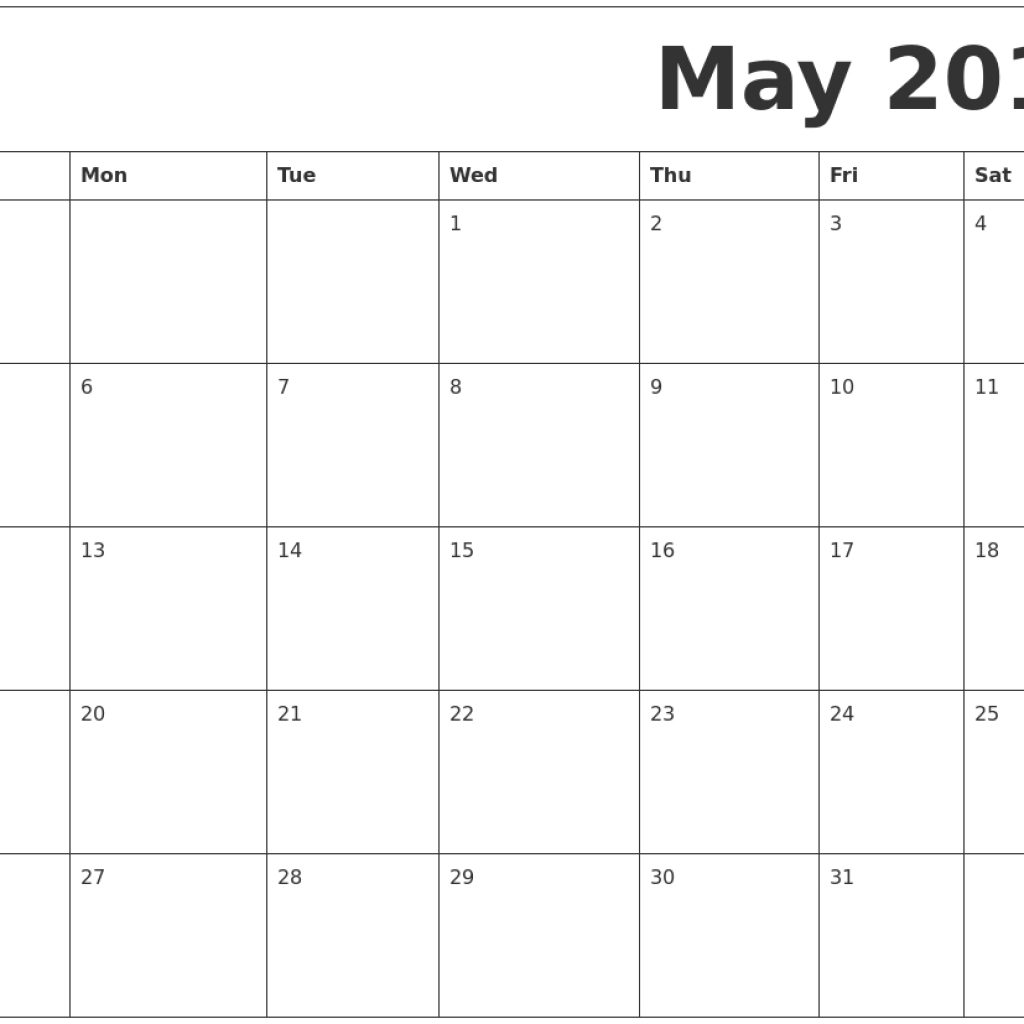 May 2019 Free Printable Calendar