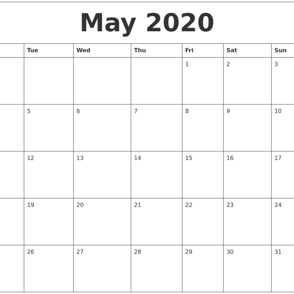 May 2020 Custom Printable Calendar