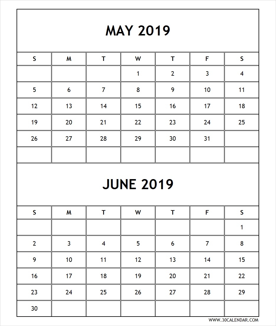 May And June 2019 Calendar Printable Printable Coloring Page For Kids