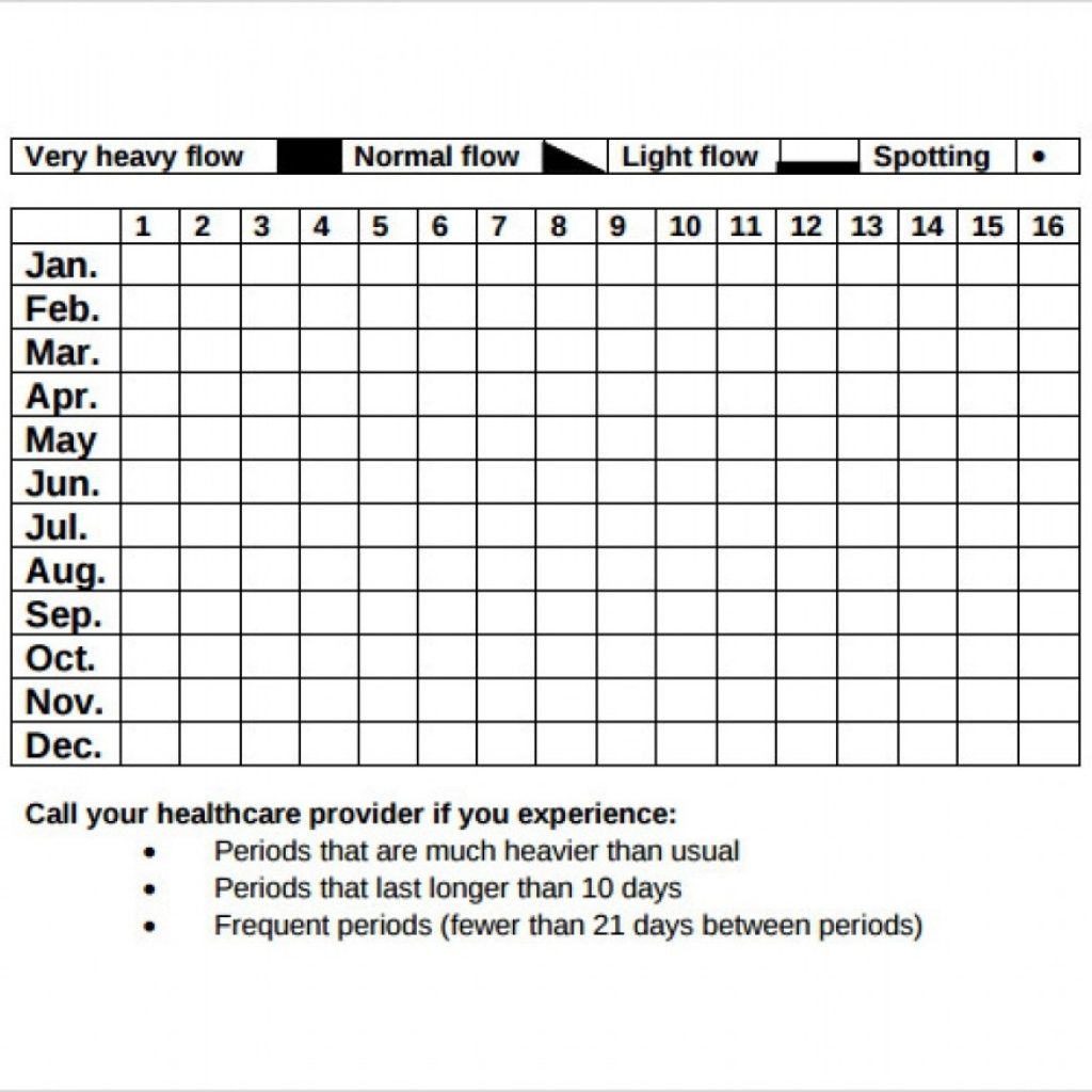 Menstrual Calendar Printable Menstrual Chart Printable Monthly