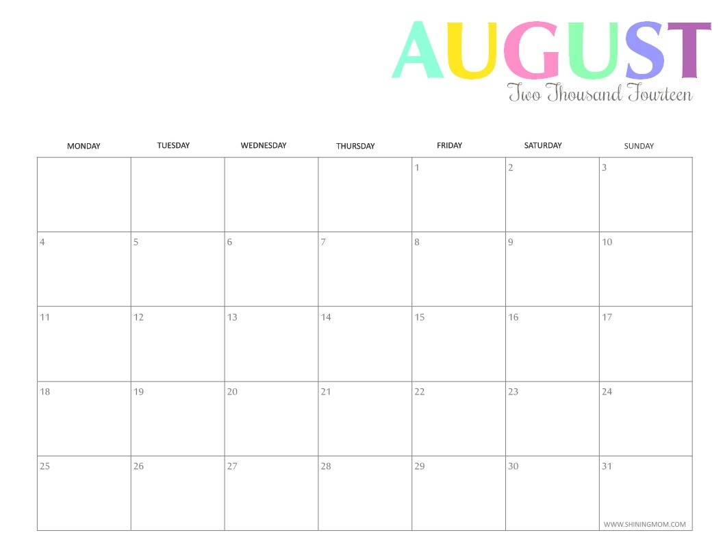 Mom Calendar Printable Free Printable Colorful 2014 Calendars 