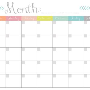 Monthly Calendar Free Printable