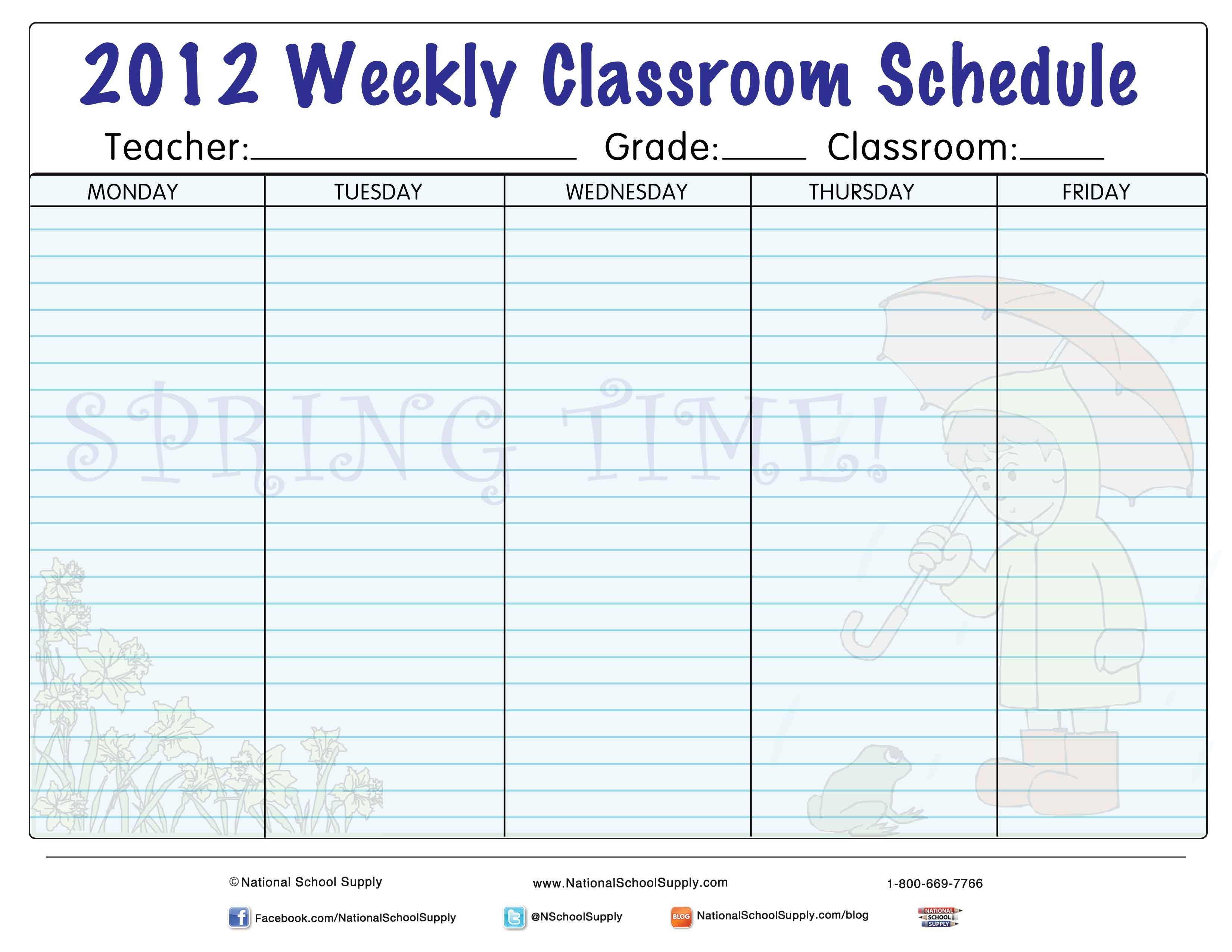 New Printable Spring Themed Weekly Classroom Calendar In The News 