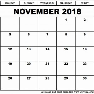 November 2018 Calendar Printable Template November 2018 Calendar