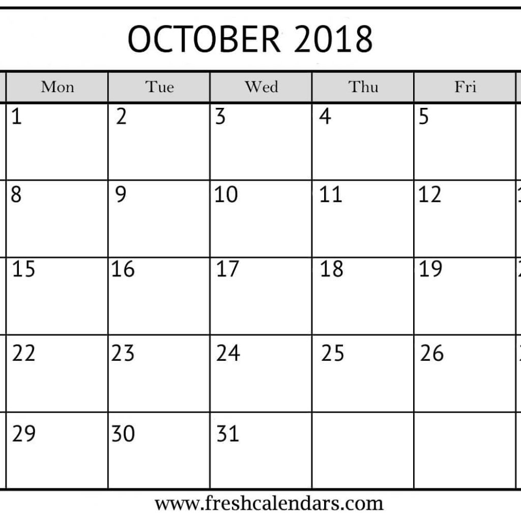 October 2018 Printable Calendars Fresh Calendars