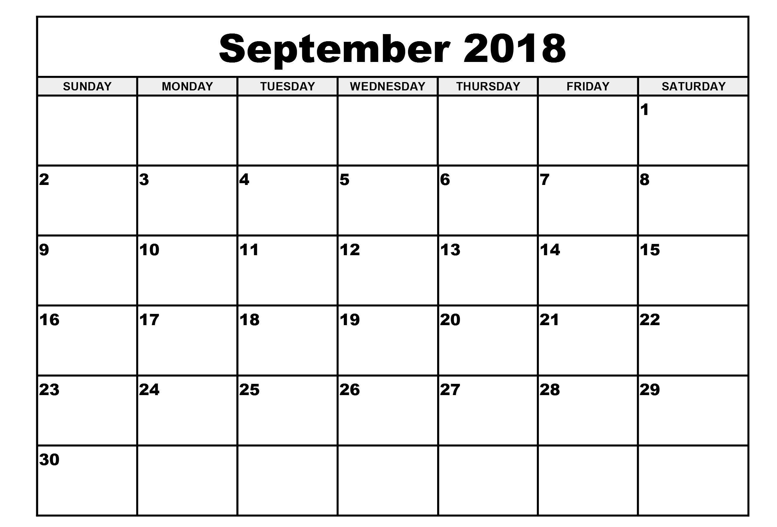 Online Calendar September 2018 Printable Pdf September 2018