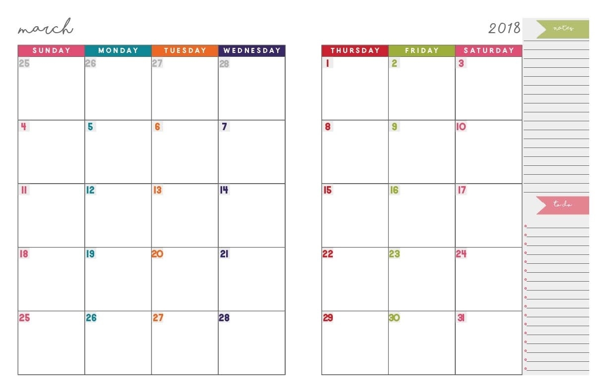 Printable 2 Page Monthly Calendar 2 Page Monthly Planner Template 